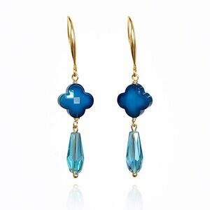 Elegant Blue and Gold Dangle Earrings